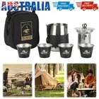 _ Portable Tea Set Stainless Steel Lightweight Tea Set for Backpacking Picnic