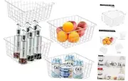 4 Pack Wire Storage Baskets for Organizing , Pantry Organization Bins for White