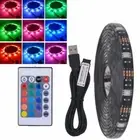 1M RGB Waterproof LED Flexible Strip Lights USB String Light Bar+24 Key Remote