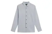 Ted Baker Mens Alham Geometric Long-Sleeved Shirt (Navy) - UTGT2968