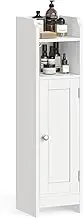VASAGLE Small Bathroom Storage Corner Floor Cabinet with Door, 7.9 x 7.1 x 31.5 Inches, Bathroom Organizer, Narrow Toilet Paper Storage Cabinet, Adjustable Shelves, Cloud White UBBC310W01
