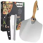 Pizza Peel Spatula with Pizza Cutter Rocker for Dough Bread Pastry