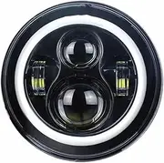 Headlight Assembly For Toyota For Land For Cruiser FJ60 For Defender Universal 7" Inch Led Car Motorcycle Headlight H4 Hi/Lo Beam For DRL Headlamp Assembly(1X Black halo)