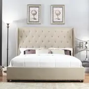 Paris Queen Bed Frame Beige