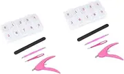 Healvian 2sets Fake Nails Tools Set for Home Metal Plastic Manicure Tools Kit Easy to Use 500pcs*2