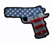 Colt .45 Auto American Flag Pistol 4 inch Iron on Biker Patch IV5246 F3D20R