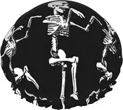 Halloween Posable Skeleton Skull Print Various Activities Shower Cap Reusable Soft And Lightweight Bath Hair Cap Long Hair