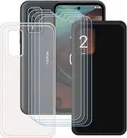 [LCEHTOGYE] Case for Nokia XR21 + 4 Pcs Tempered Glass Screen Protector, Slim Transparent + Black Soft TPU Bumper Protective Phone Case Cover for Nokia XR21 (6,49")