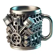 Personalized Engines Stainless Steel Mug,Creative 3D Car Engine V6