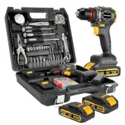 Brushless Compact Drill Tool Set, 60N.m 20V Cordless Drill Tool Box with 2