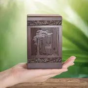 Cremation Urns for Human Ashes Adult Male Female, Wooden Carved Deer Urns Box...