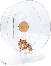 Niteangel Silent Hamster Exercise Wheel - Dual-Bearing Quiet Spinning Acrylic Hamster Running Wheel for Hamsters, Gerbils, Mice, Degus or Other Small Animals (Large - Wider Version)