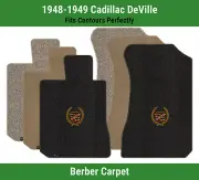 Lloyd Berber Front Carpet Mats for '48-49 Cadillac DeVille w/Gold Cadillac Crest