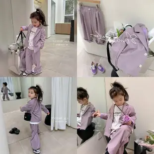 【ArBea】兒童紫色西裝套裝(帥氣西裝外套加長褲)
