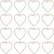 uxcell 32 Pcs Open Bezel, Heart Resin Bezels Pendants Open Back Bezels Metal Hollow Frame Charm for DIY Resin Crafts Earrings Jewelry Making, Rose Gold