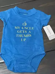 Carter's My Uncle Gets A Thumbs Up Bodysuit NEW NWT Snap Shirt Blue S/S Size 3M