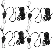 CORHAD 4pcs Set Reflective Pulley Tent Rope Tarp Rope Camping Handing Rope Tent Wind Ropes Rope Tightener for Truck Tent Stake Windproof Rope Tent Cord Tensioner Guy Ropes Plastic Black