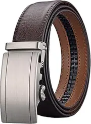 [BLAZDEVE] Leather Belts for Men, Quick Release Ratchet Belts, Adjustable Comfort Click Belts, Automatic Buckle Leather Ratchet Belt for Jeans Pants Golf Trousers (1.37" * 51.2" Gift Box Include)