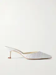 [Manolo Blahnik] Manolo Blahnik - Carolyne 50 Pleated Satin Mules - White - IT40.5 IT 40.5 White