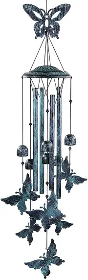 Wind Chime, Outdoor Wind Chime With 4 Aluminum Tubes - Butterfly Wind Chime With S-hook, Hanging Wind Chime Decorat