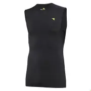 Diadora Mens Compression Sleeveless Muscle Top Gym Thermal - Black - XXL
