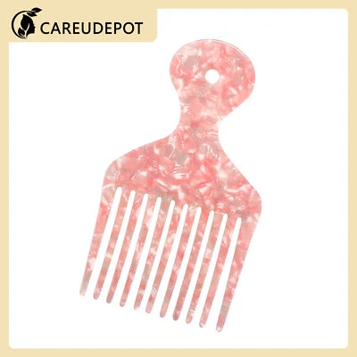 1Pcs Wide Tooth Afro Hair Pick Comb Hair Styling Tool Plastic Pink 4.8 Inch