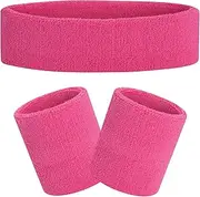 Sweatbands Set, Headband and Wrist Sweatbands Cotton Sweat Band for Athletic Men and Women, Sports Headbands for Fitness Yoga Running