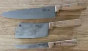 Lot Of 3 Vintage Ekco Eterna Knives. NEW! 10" Chef's Knife, Cleaver & Utility