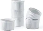 Ramekins 8 oz, Ramekin Set of 6 for Creme Brulee, White Ceramic 8