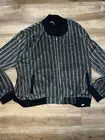 LULAROE Stevie Bomber Jacket Elegant Silver Black Striped Zipper 3XL 24/26 3X ❤️