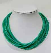 Signed Givenchy Vintage 8 Strand Lucite Blue/Green Magnetic Clasp Necklace 16”