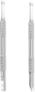 2Pcs Nail Cuticle Pusher and Remover Tool, Dual-Ended Stainless Steel Cuticle Pusher for Manicure & Pedicure, Durable Nail Tools for Professional or Home Use, Easy-to-Clean Cuticle Care Set