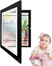 QLXYYFC Picture Frame for Children's Drawings, Folding Solid Wood Children's Frame, Front Opening Filled Photo Frame, Perfect for A4 Paper, Suitable for Hanging In Bedroom, Living Room (Color : Black