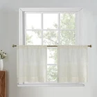 Natural Tiers Textured Sheer Curtains for Kitchen，Light Filtering Window