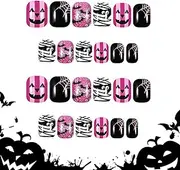 Halloween Press On Nails - Halloween False Nails - Halloween Artificial Nails - Spider Web Nails - Stick On Nails | For Women Girls Nail Artists Salon Home