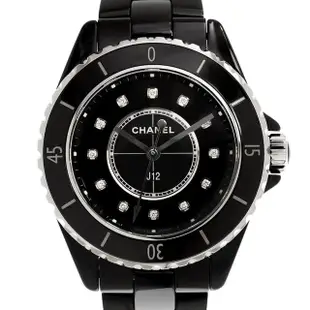 【CHANEL 香奈兒】J12鑽石時標石英陶瓷腕表x黑x33mm(H5701)