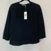 Vince black quarter sleeve top with open slit back size 2 NWT