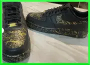 Custom Air Force 1 Black Gold Splatter/Air Force 1 Custom Shoes NEW IN BOX