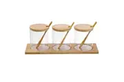 3pc Boxsweden Camden 380ml Glass Spice Herb Jar Container w Bamboo Tray Spoons