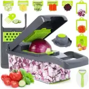14pc Veggie Chopper Set: Slicer, Grater, Cutter, Container, More