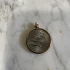 Vintage Gold Plated 50 Cent Half Dollar Coin Frame Holder Setting Pendant