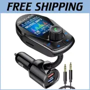 Bluetooth FM Transmitter Kit: Hands-Free Calling & Dual USB Fast Charging Ports