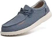 [CLOWSE] Men's Loafers Casual Slip on Shoes Breathable Wide Toe Box Shoes Comfortable Canvas Stretch Shoes Lightweight Non-Slip Walking Shoes