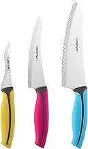 Farberware Precise Slice Soft Grip Chef Knife Set, 3-Piece, Multicolored