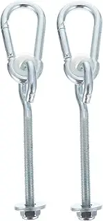 CAXUSD 1 Pair Swing Connector Tree Hanging Straps Tree Swing Hanging Kit Swing Hangers Black Hooks Belt Swing Pod Swing Net Heavy Duty Hooks Hammock Hanging Kit Silver Galvanized Material
