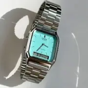 [Casio] AQ-230A-2A2 Retro Square Turquoise Blue Retro Public Metal Watch