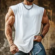 Men's Tank Top Vest Top Undershirt Sleeveless Shirt Sleeveless Crew Neck Summer Plain Fashion Designer Sporty Classic Plain Vacation Street Casual Black White