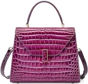 [Generic] European and American Fashion Leather Crocodile Pattern Top-handle Bag for Women, Cowhide with High Gloss and Arch Beads