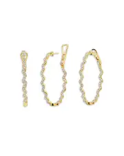 Graziela 18K Yellow Gold Amazonia Diamond Wavy Medium Hoop Earrings