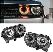 LED Projector Headlights Dual Beams Compatible With Dodge Challenger SRT Hellcat 2015-2020 LHD